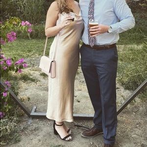 Champagne cowl neck brides maids dress